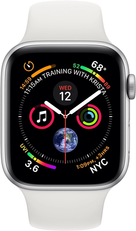 Apple Watch Series 4 (Sportbandje, 44mm) Zilver (Wit)