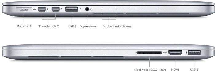 Macbook Pro 13" - Intel  i7 3,0GHz - 16GB Ram - SSD 480GB - Mid 2014 - Silver - Qwerty NL